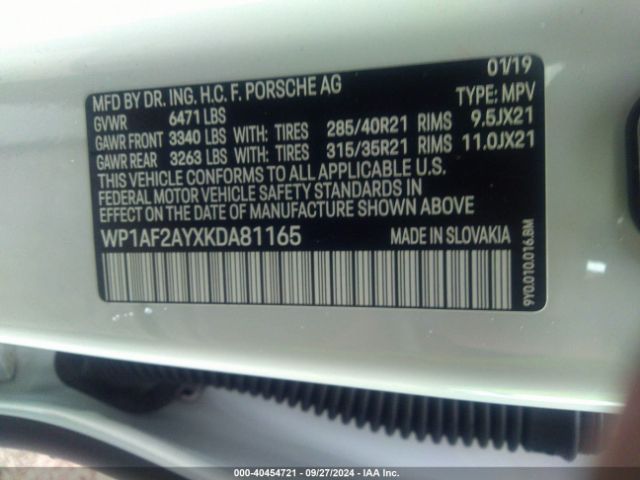 WP1AF2AYXKDA81165 Porsche Cayenne Turbo