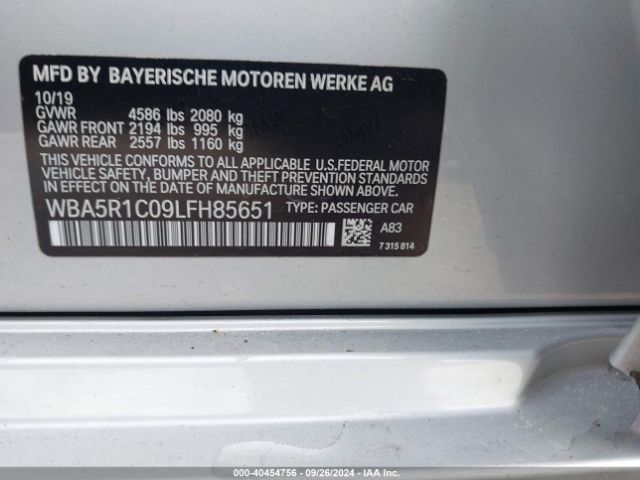 WBA5R1C09LFH85651 BMW 330I