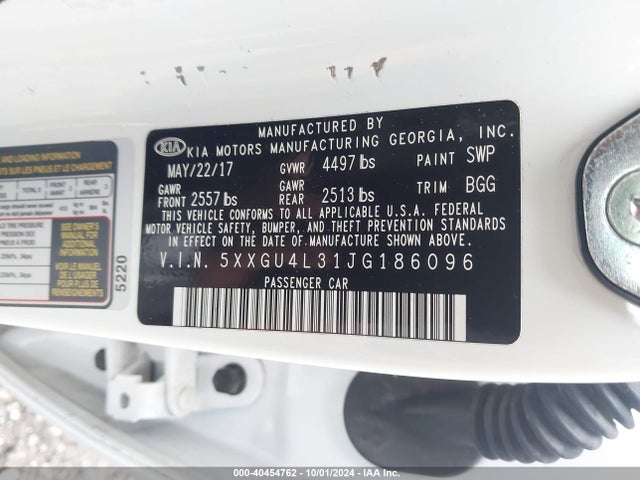 KIA OPTIMA EX 2018 5XXGU4L31JG186096 Image 9