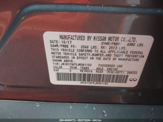 JN1EV7AP5JM361152 Infiniti Q50 3.0t Luxe