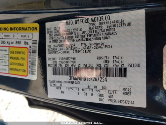 3FA6P0HD1ER267254 Ford FUSION SE