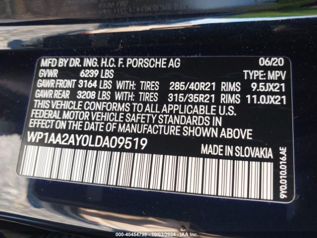 WP1AA2AY0LDA09519 Porsche Cayenne
