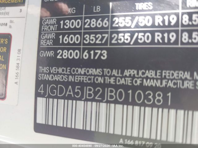 4JGDA5JB2JB010381 Mercedes-Benz GLE 350