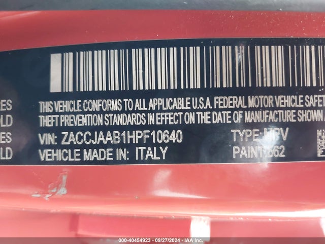 ZACCJAAB1HPF10640 Jeep Renegade Sport Fwd