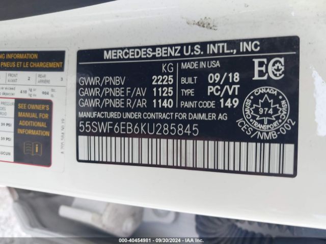 55SWF6EB6KU285845 Mercedes-Benz Amg C 43 4matic
