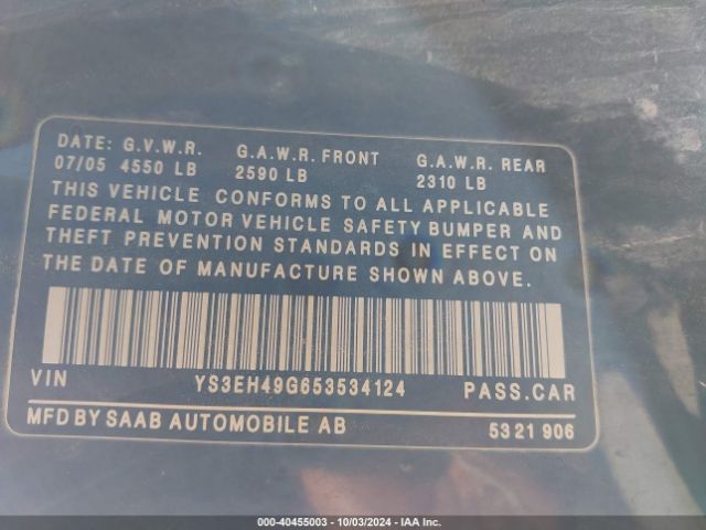 2005 SAAB 9-5 YS3EH49G653534124 Photo 8