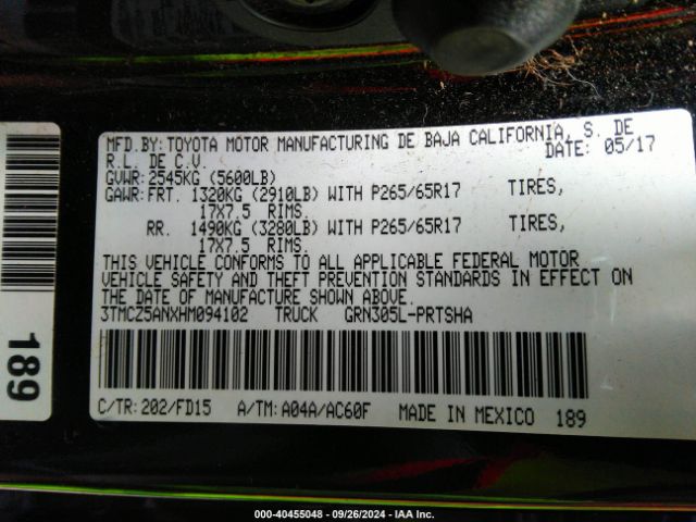 3TMCZ5ANXHM094102 Toyota Tacoma Trd Sport