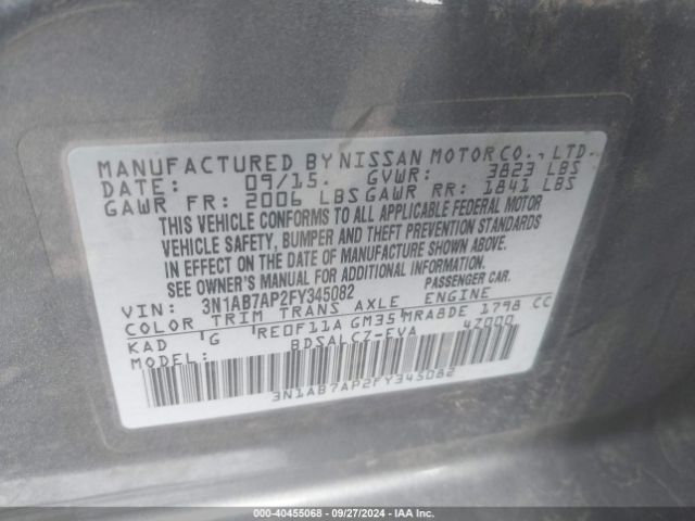 3N1AB7AP2FY345082 Nissan SENTRA S