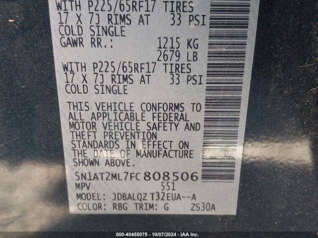 5N1AT2ML7FC808506 Nissan ROGUE SV