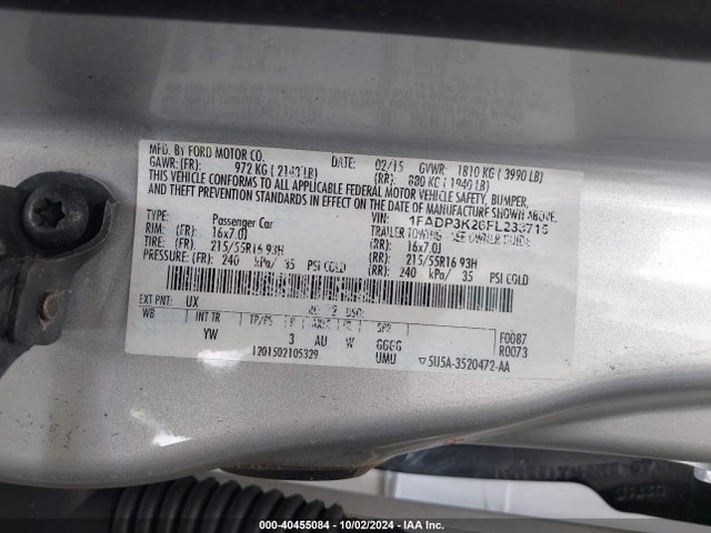 Ford FOCUS SE 2015 1FADP3K26FL233715 Image 9