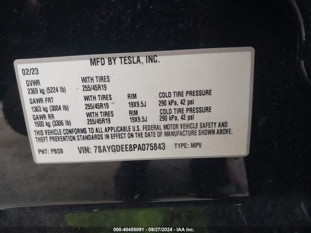 2023 TESLA MODEL Y 7SAYGDEE8PA075843 Photo 8