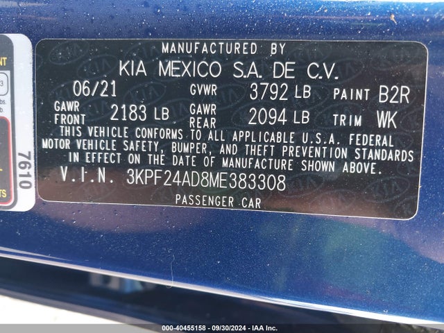 KIA Forte Lxs 2021 3KPF24AD8ME383308 Image 9
