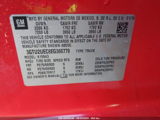 3GTU2UEC8EG366779 GMC Sierra 1500 Sle