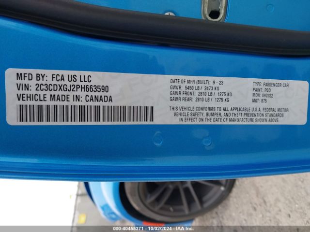 2C3CDXGJ2PH663590 Dodge Charger Scat Pack Widebody