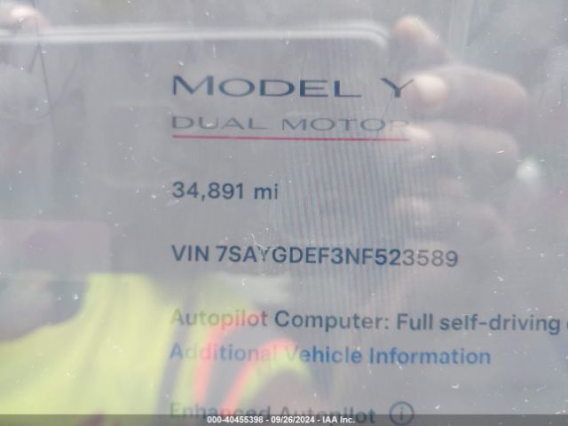 7SAYGDEF3NF523589 Tesla Model Y Performance Dual Motor All-wheel Drive
