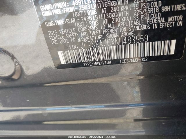 JF2SKAJCXNH483959 Subaru Forester Sport
