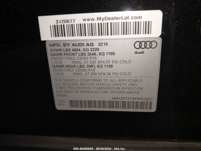 WA1GFCFSXFR012002 Audi Q3 2.0t Premium Plus