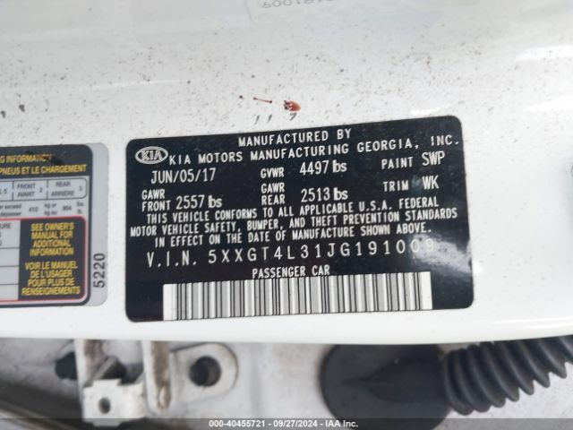 5XXGT4L31JG191009 KIA Optima S