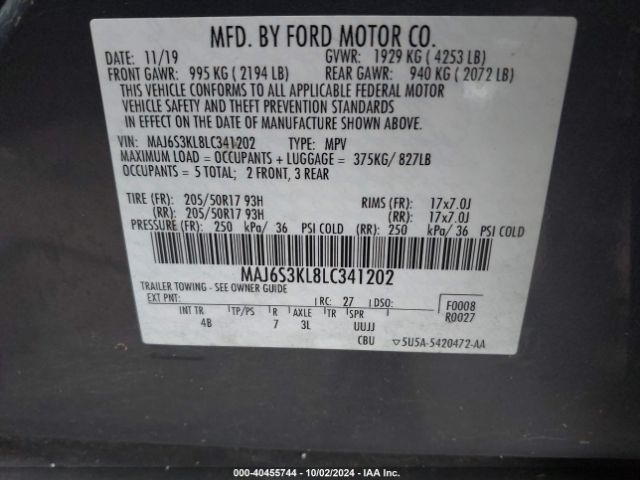 MAJ6S3KL8LC341202 Ford Ecosport Titanium