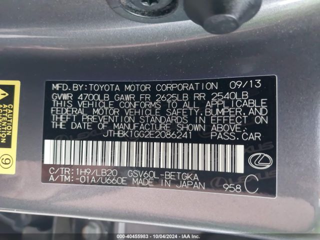 JTHBK1GG2E2086241 Lexus ES 350