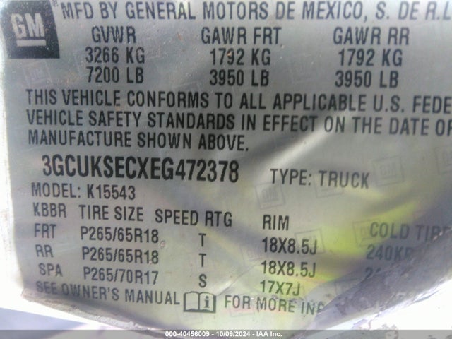 Chevrolet Silverado 1500 2lz 2014 3GCUKSECXEG472378 Image 9