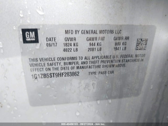 Chevrolet MALIBU LS 2017 1G1ZB5ST9HF283862 Image 9