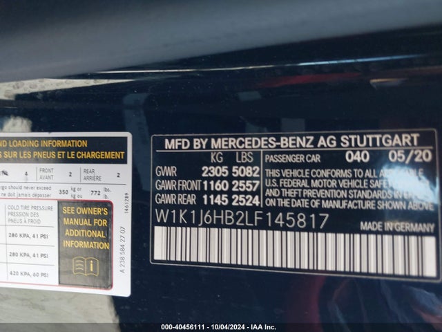 W1K1J6HB2LF145817 Mercedes-Benz E 450