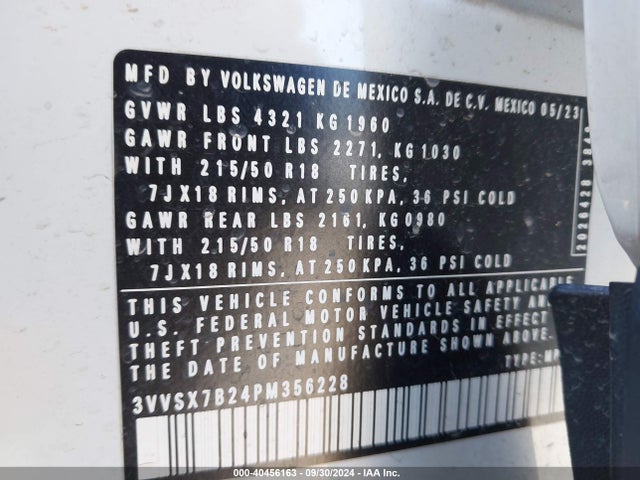 3VVSX7B24PM356228 Volkswagen Taos 1.5t Se