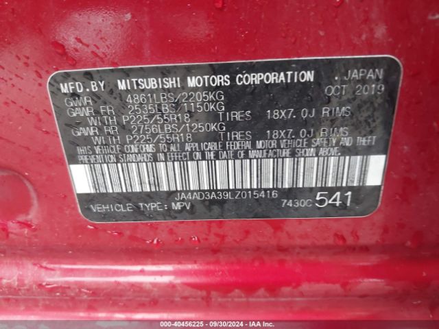 JA4AD3A39LZ015416 Mitsubishi Outlander Se 2.4