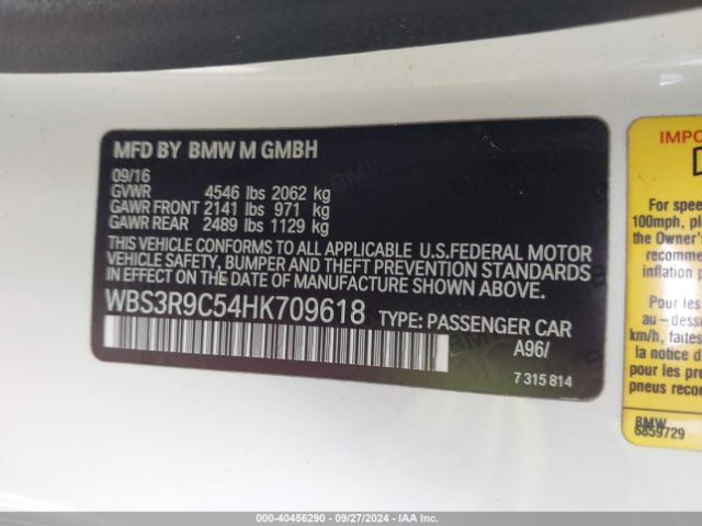 WBS3R9C54HK709618 BMW M4