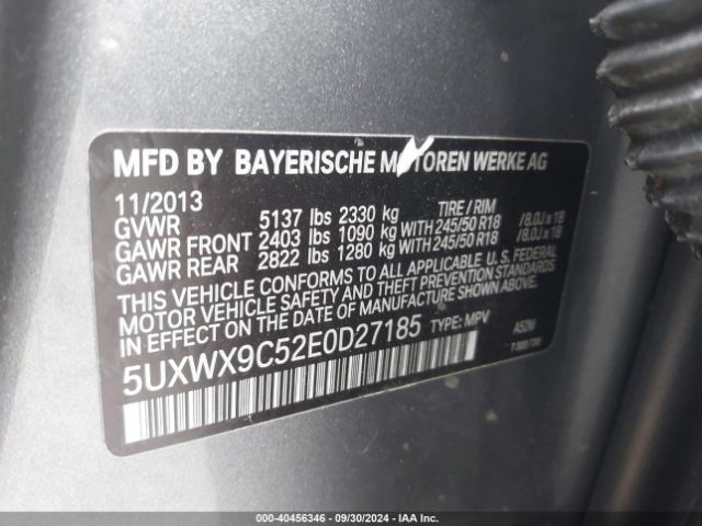 5UXWX9C52E0D27185 BMW X3 Xdrive28i