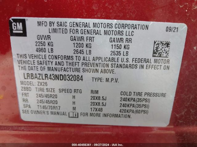 LRBAZLR43ND032084 Buick Envision Fwd Preferred