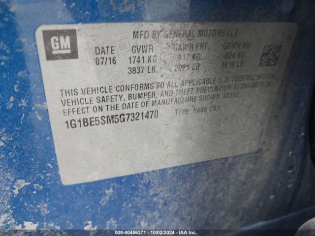 1G1BE5SM5G7321470 Chevrolet Cruze Lt Auto