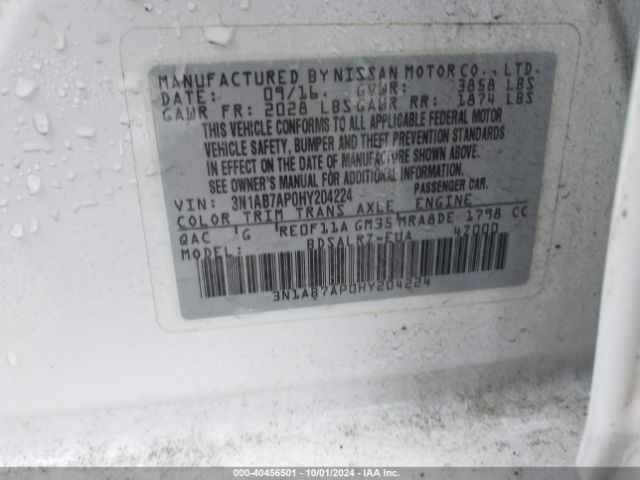 3N1AB7AP0HY204224 Nissan SENTRA SR