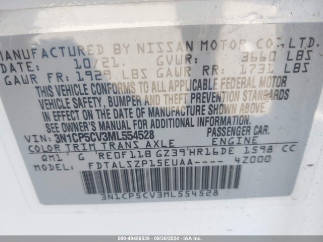 Nissan Kicks Sv Xtronic Cvt 2021 3N1CP5CV3ML554528 Image 9