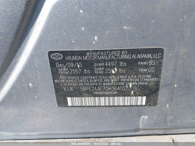 Hyundai SONATA SE 2016 5NPE24AF7GH364102 Image 9