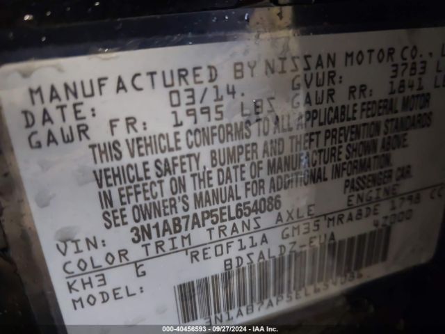 3N1AB7AP5EL654086 Nissan SENTRA SV
