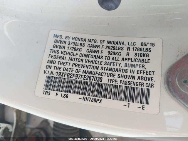 Honda Civic Ex-l 2015 19XFB2F97FE267030 Image 9