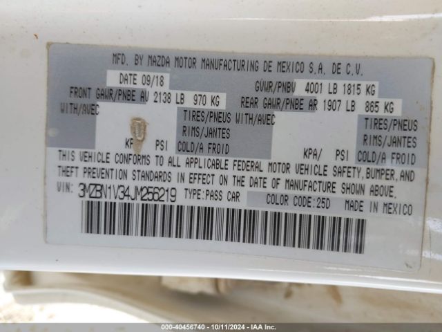 3MZBN1V34JM256219 Mazda Mazda3 Touring