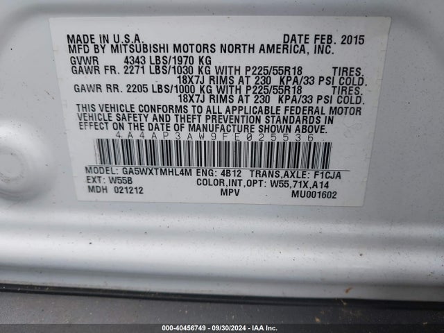 2015 MITSUBISHI OUTLANDER SPORT 4A4AP3AW9FE025536 Photo 8
