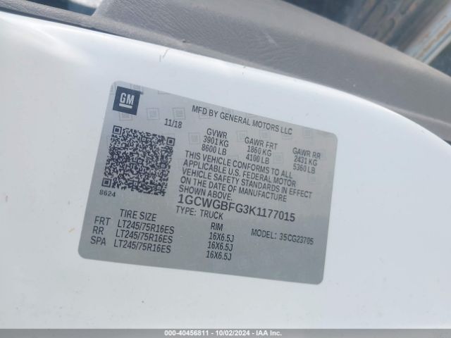 1GCWGBFG3K1177015 Chevrolet Express 2500 Work Van