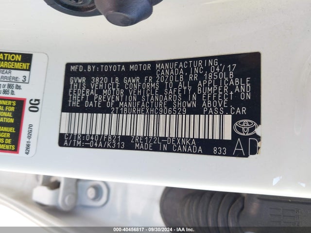 Toyota COROLLA LE 2017 2T1BURHEXHC906529 Image 9
