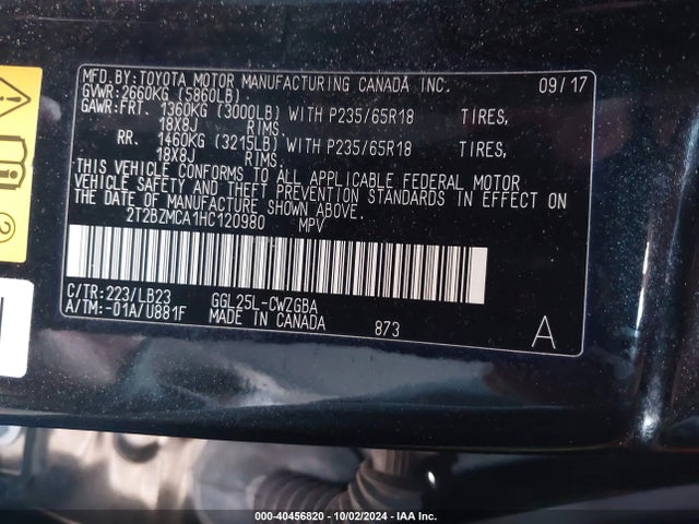 Продажа на аукционе авто 2017 Lexus Rx 350, vin: 2T2BZMCA1HC120980, номер лота: 40456820