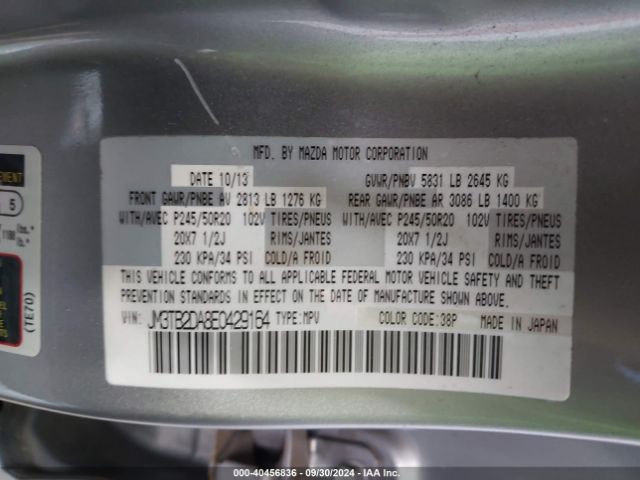 JM3TB2DA8E0429164 Mazda Cx-9 Grand Touring