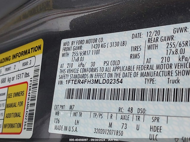 Ford Ranger Xlt 2021 1FTER4FH3MLD02354 Image 9