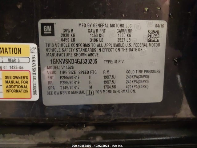 1GKKVSKD4GJ330206 GMC Acadia Slt-2
