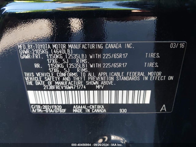 Toyota RAV4 LE 2016 2T3BFREV1GW471774 Image 9