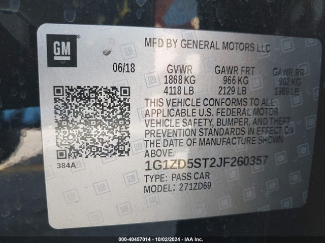 Chevrolet MALIBU LT 2018 1G1ZD5ST2JF260357 Image 9