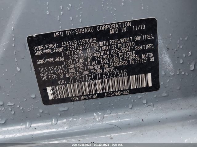 JF2GTAEC7L8222346 Subaru Crosstrek Premium