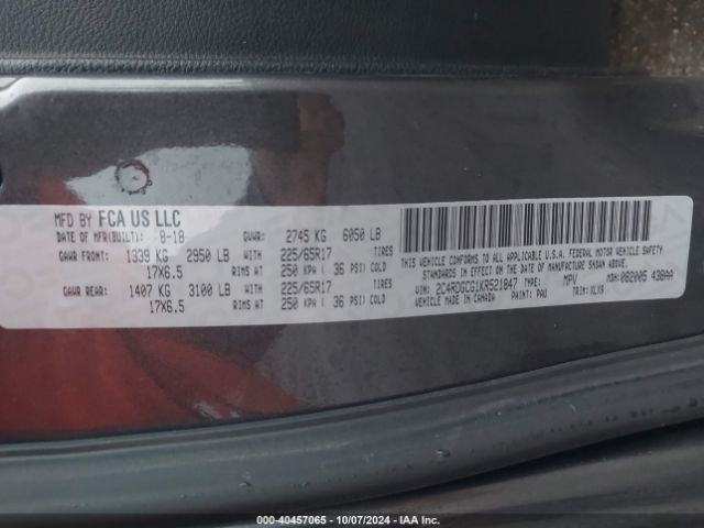 2C4RDGCG1KR521847 Dodge Grand Caravan Sxt